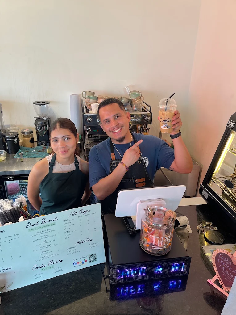 Friendly baristas at the counter