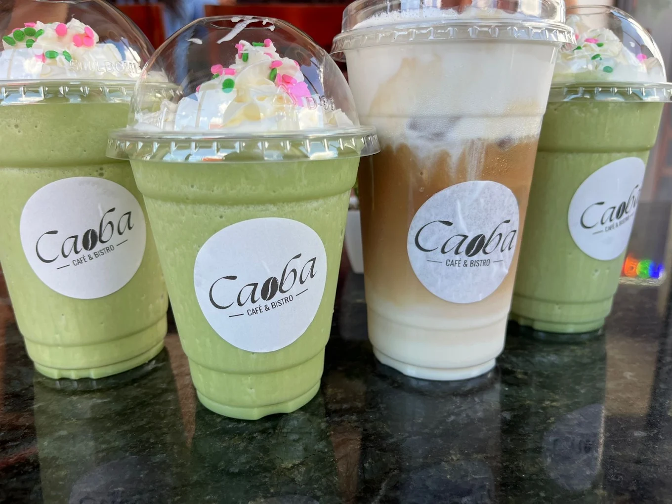 Matcha frappés and iced latte